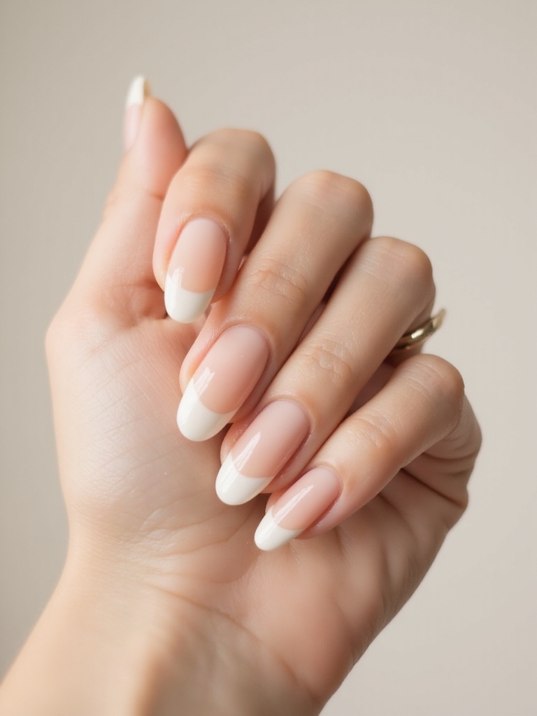 sheer milky glossy nails