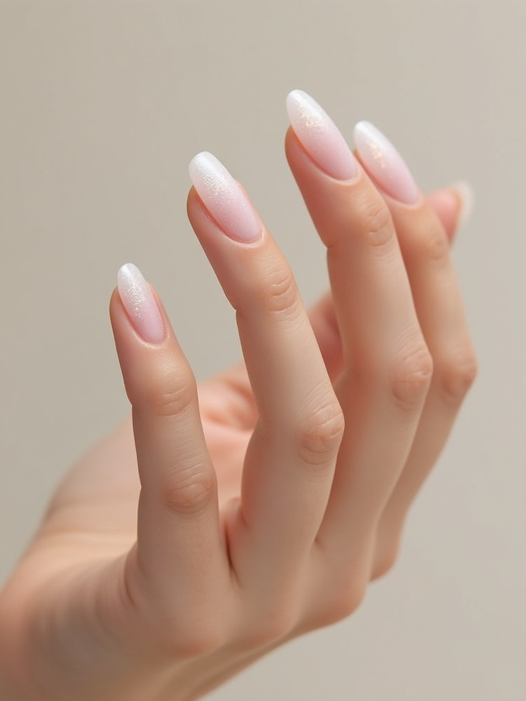 sheer pearly glazed nails