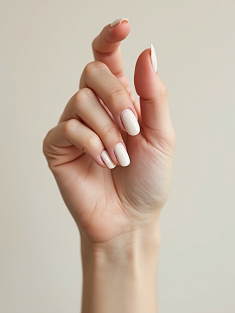 short rounded milky mani