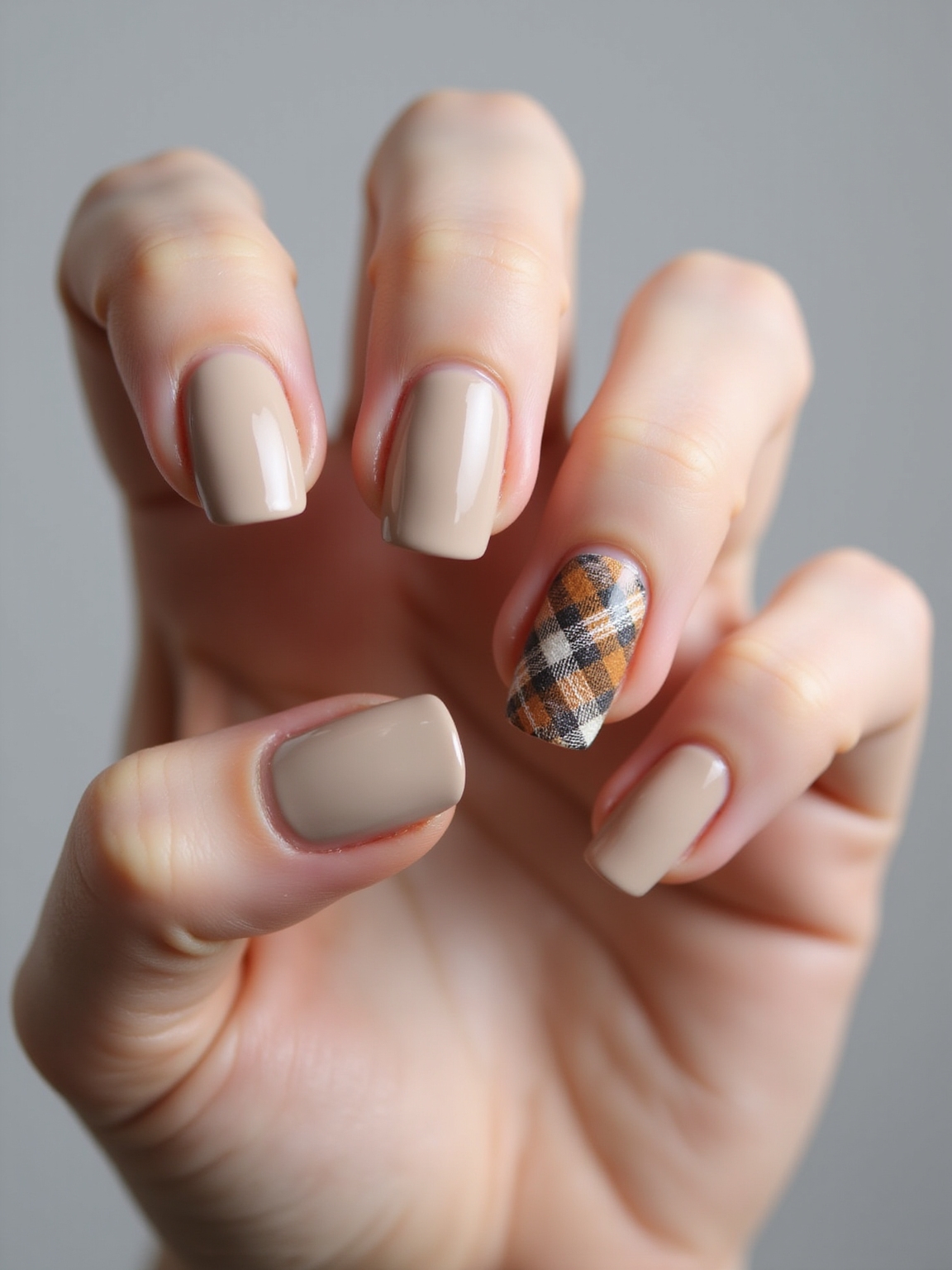 single plaid accent nail