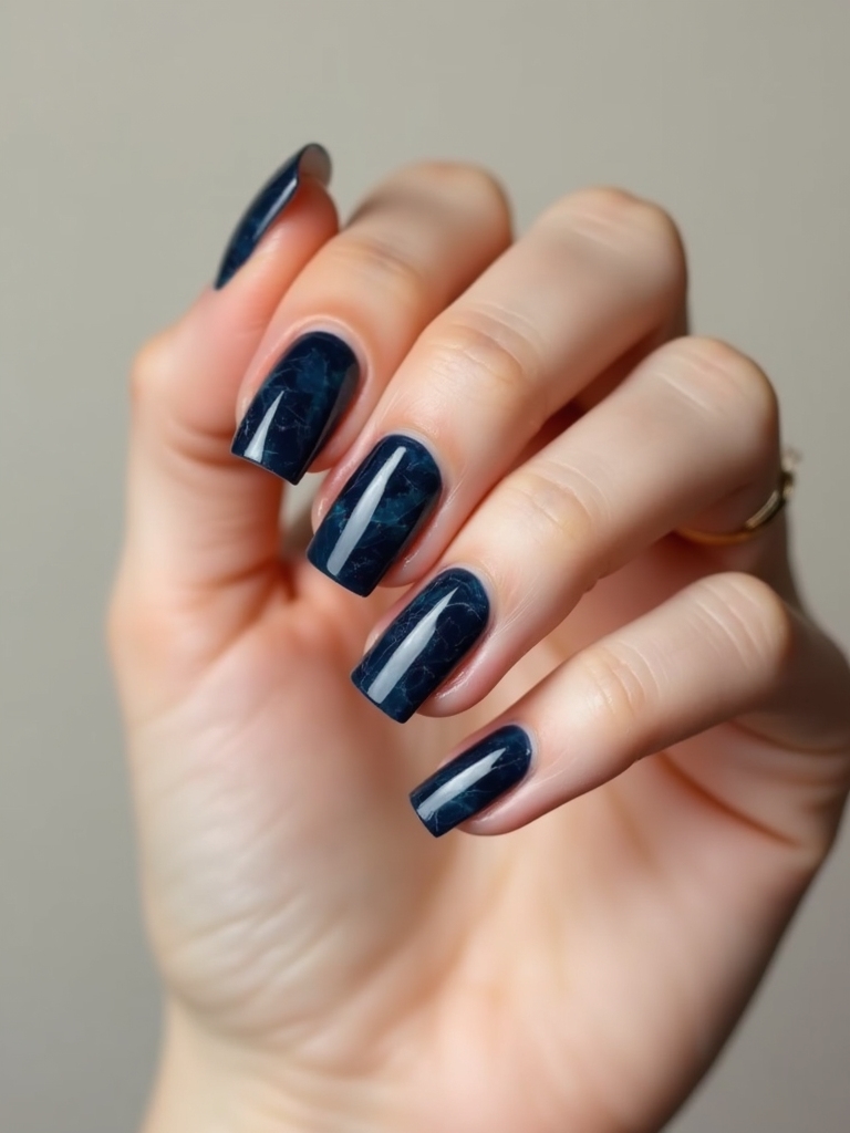 smoky blue marble nails