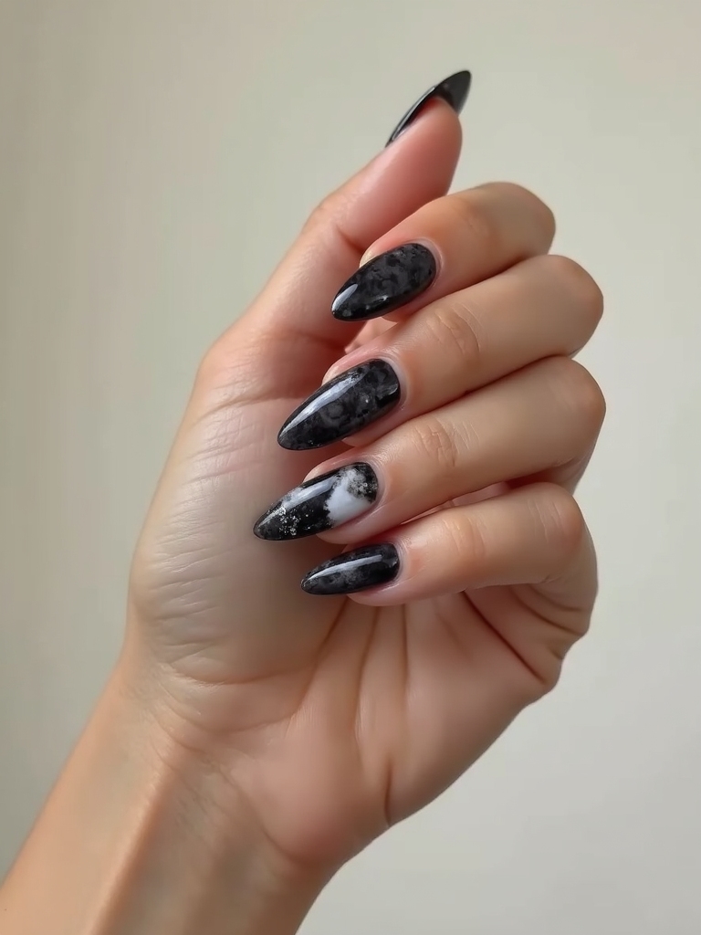 smoky marbled onyx manicure