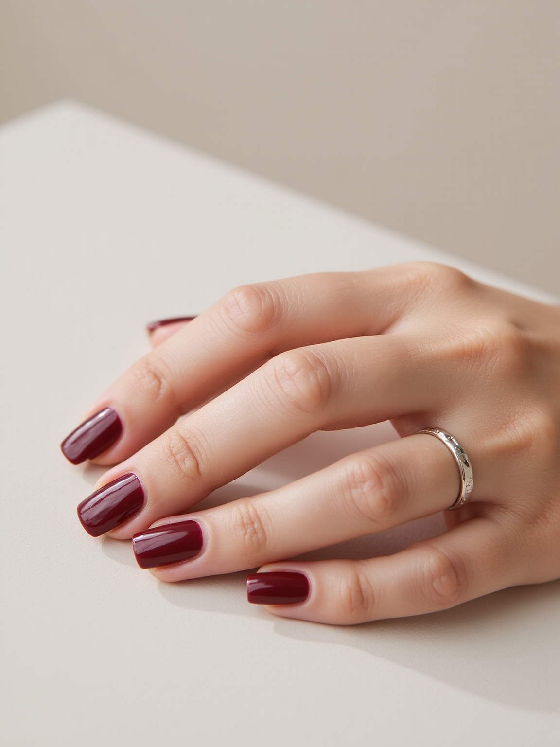 spiced deep burgundy manicure