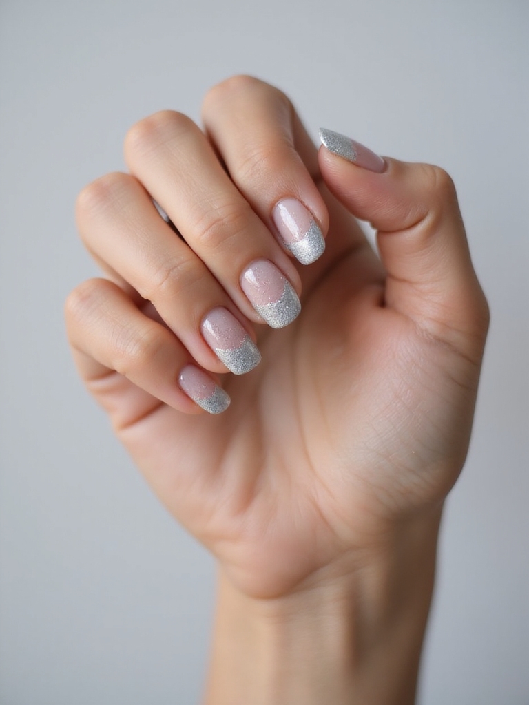 sponged silver glitter ombr