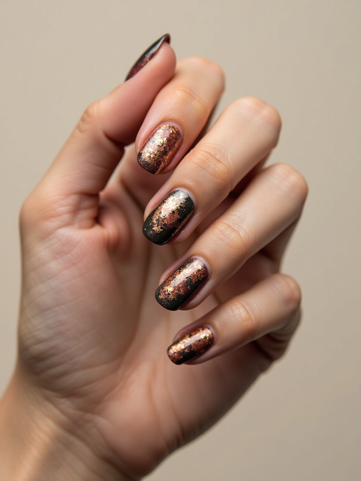 subtle metallic leaf accents