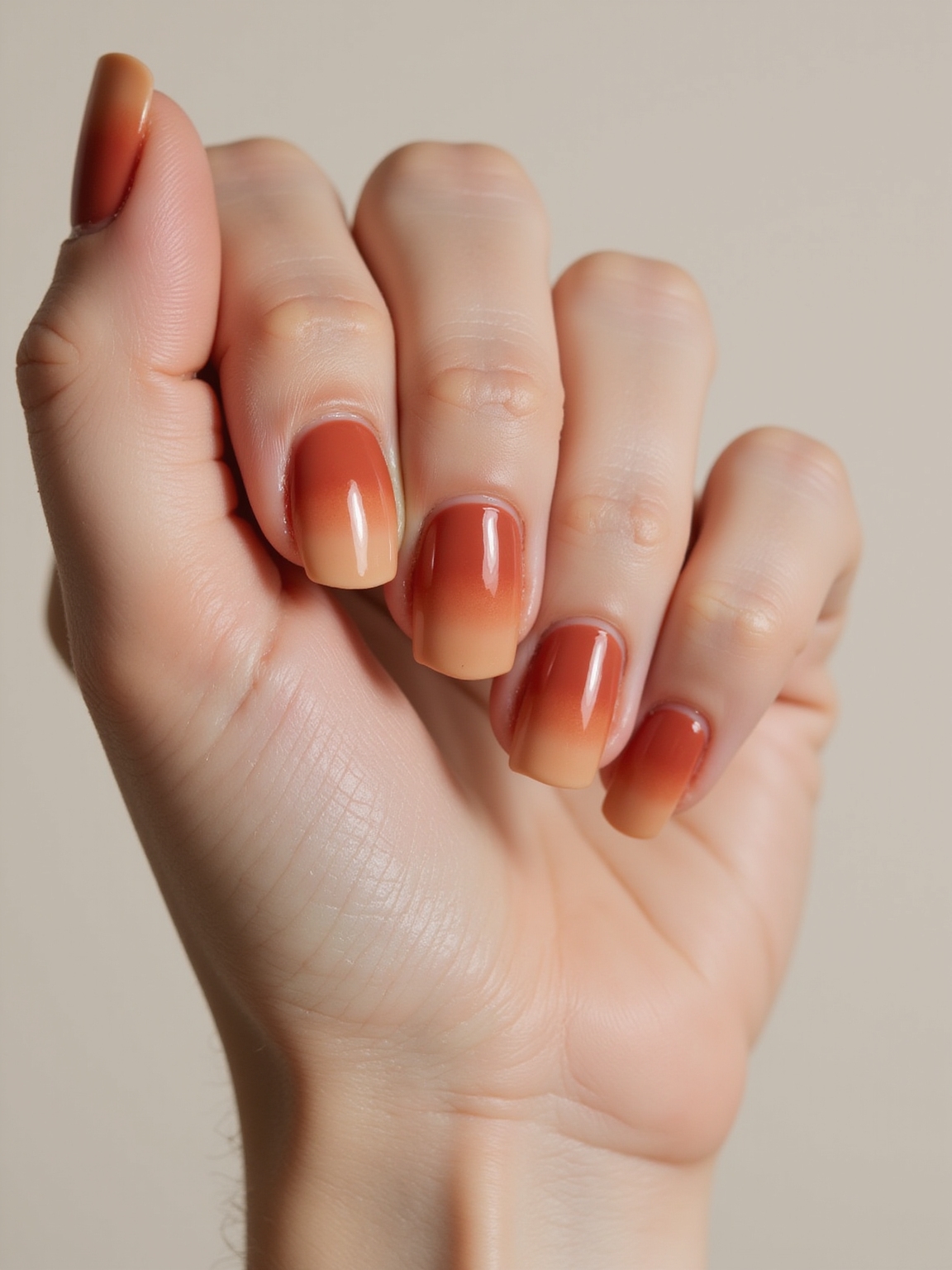 sunlit terracotta ombr nails
