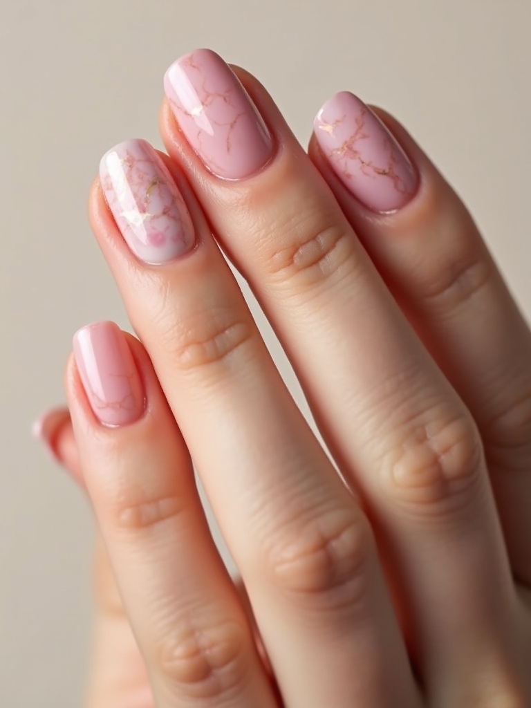 translucent pink marble nails