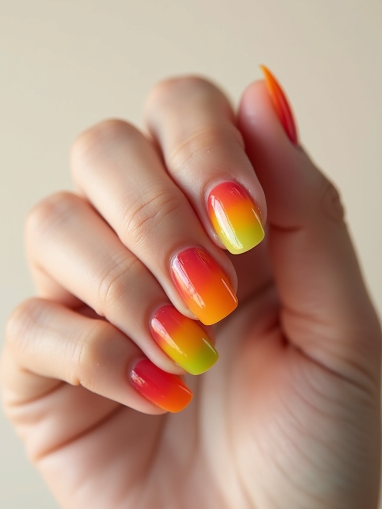 translucent rainbow jelly nails