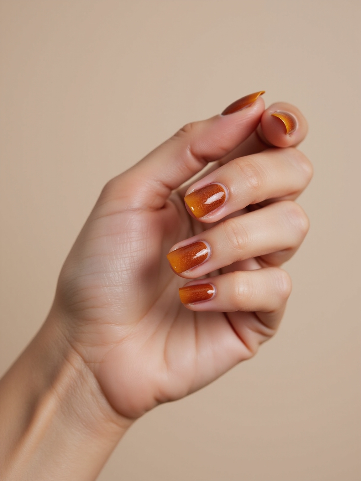 warm cinnamon ombre tips