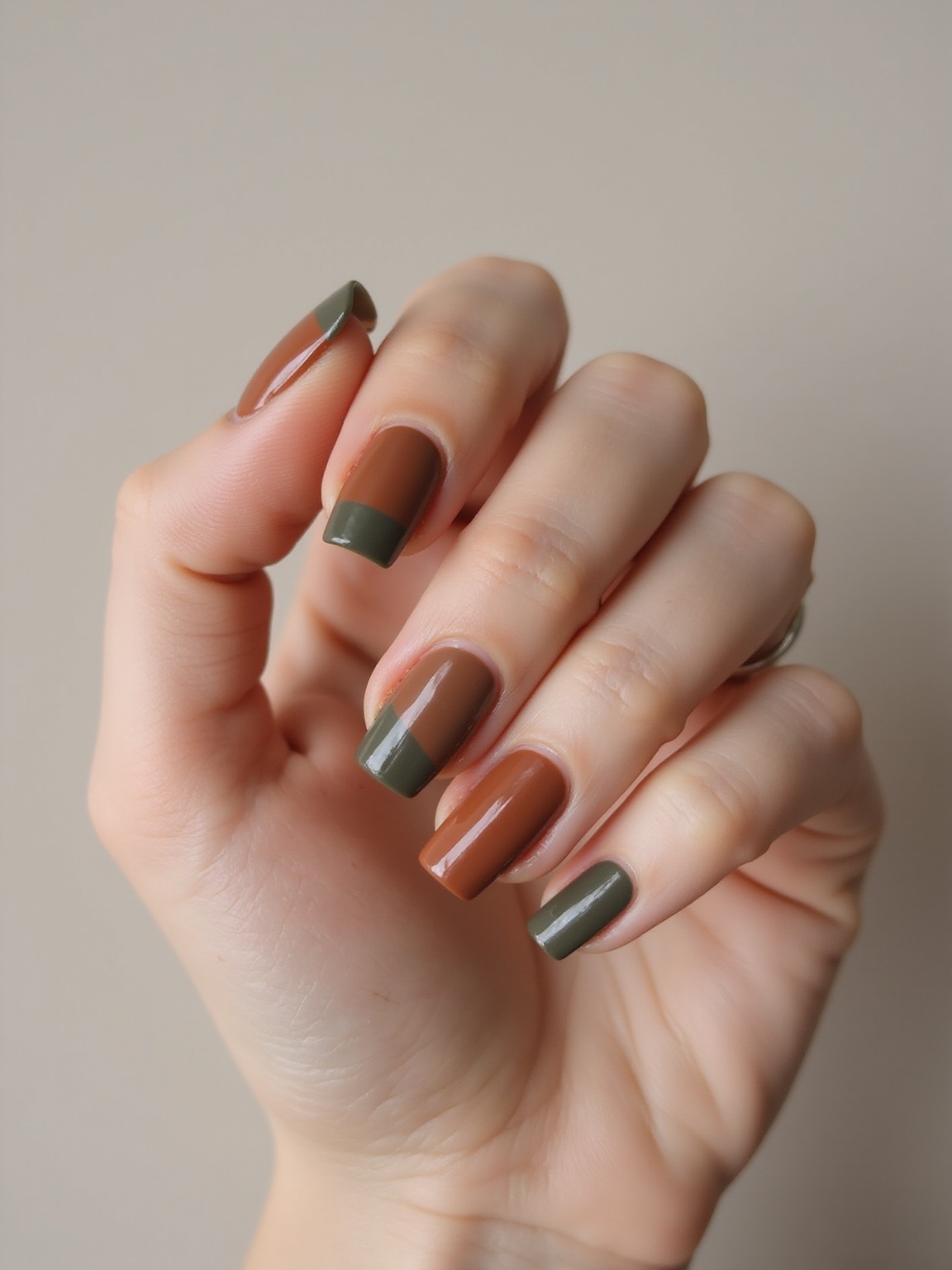 warm toned micro french tips