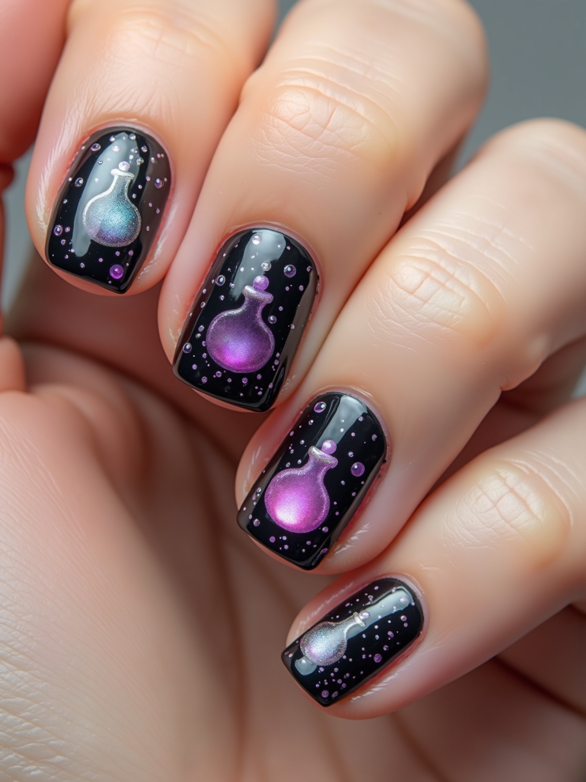 witchy iridescent potion nails