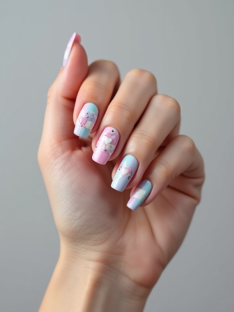 y2k checkerboard bubble hearts