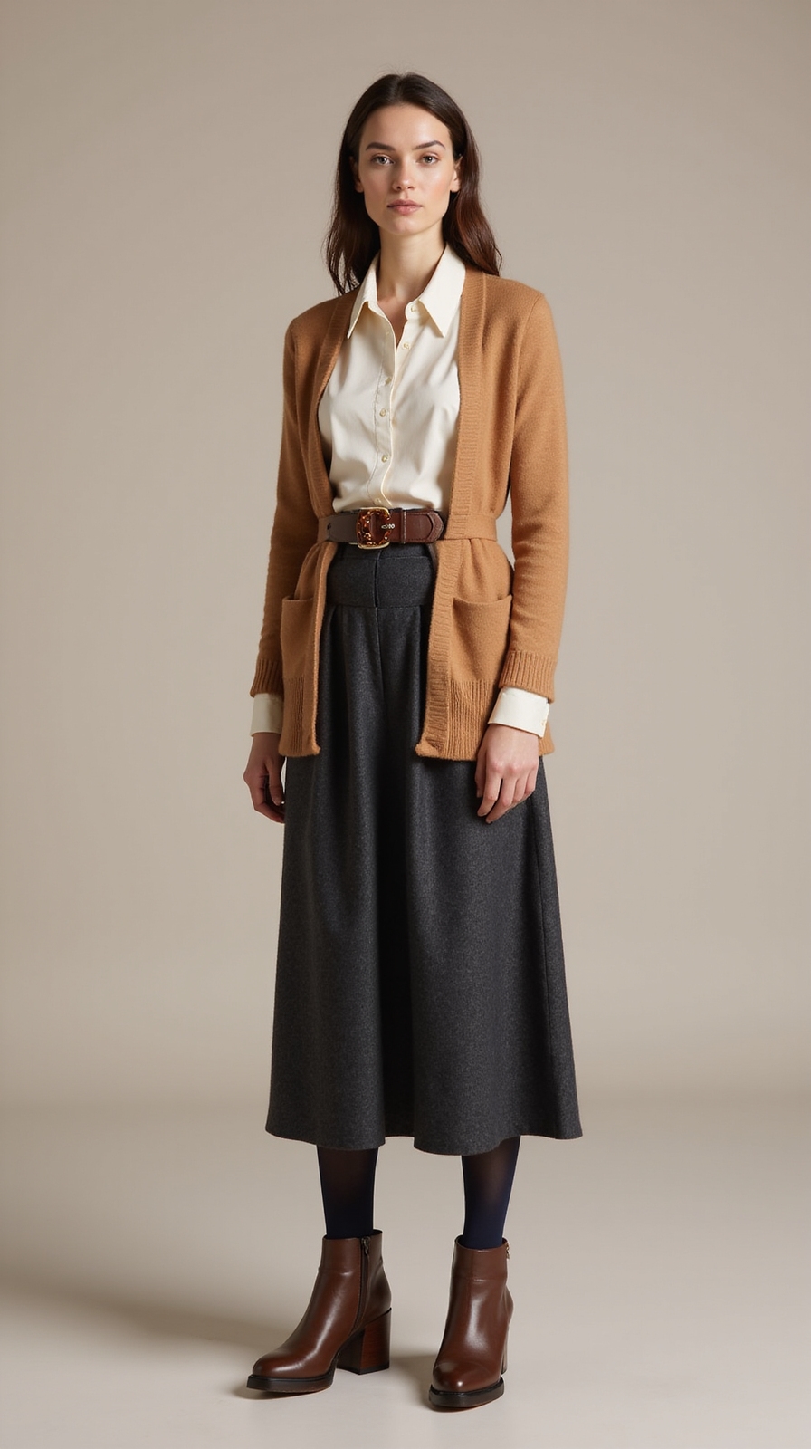 belted cardigan defines waist