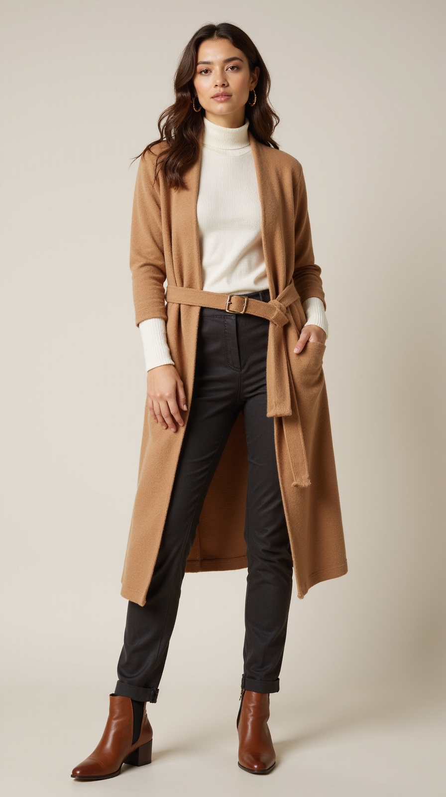belted cardigan slim layers
