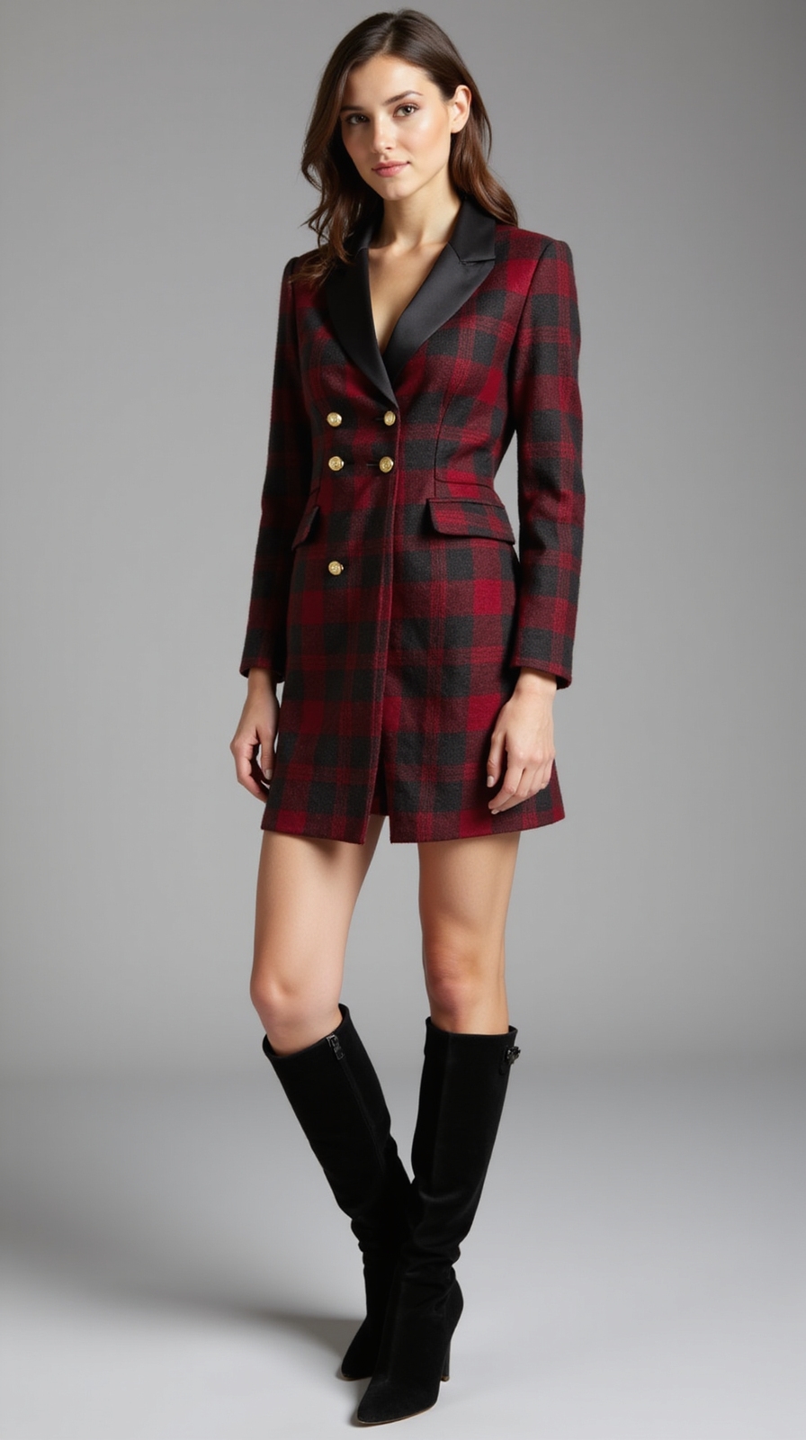 bold plaid blazer dress
