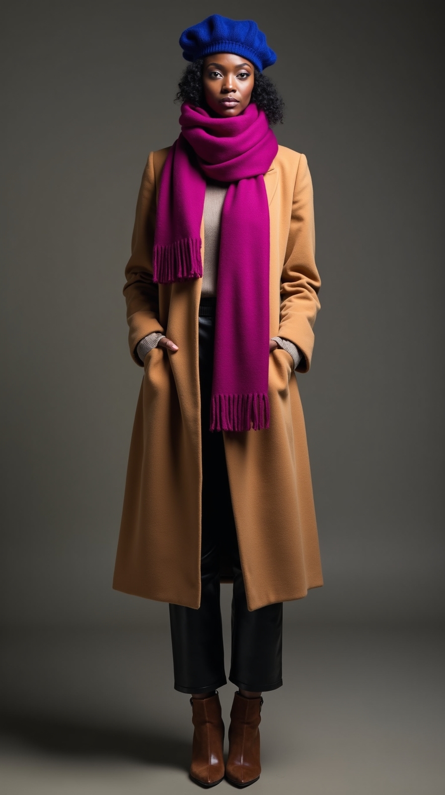 bold scarves contrasting hats