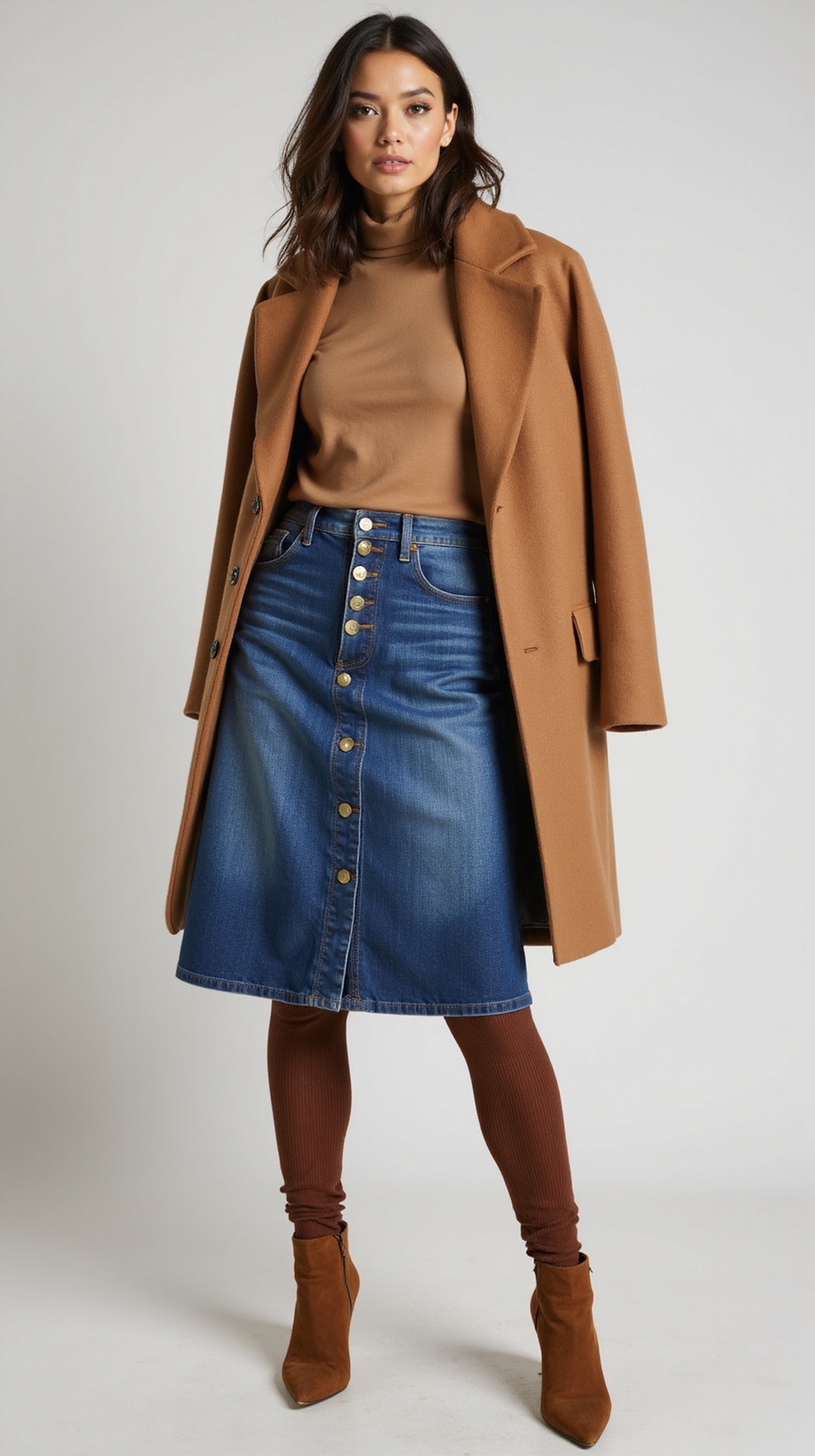button front skirt over thermals