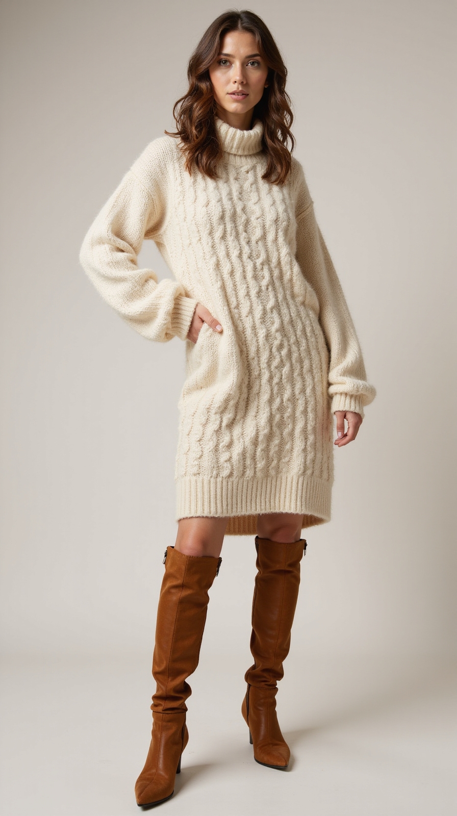 cable knit dress knee high boots