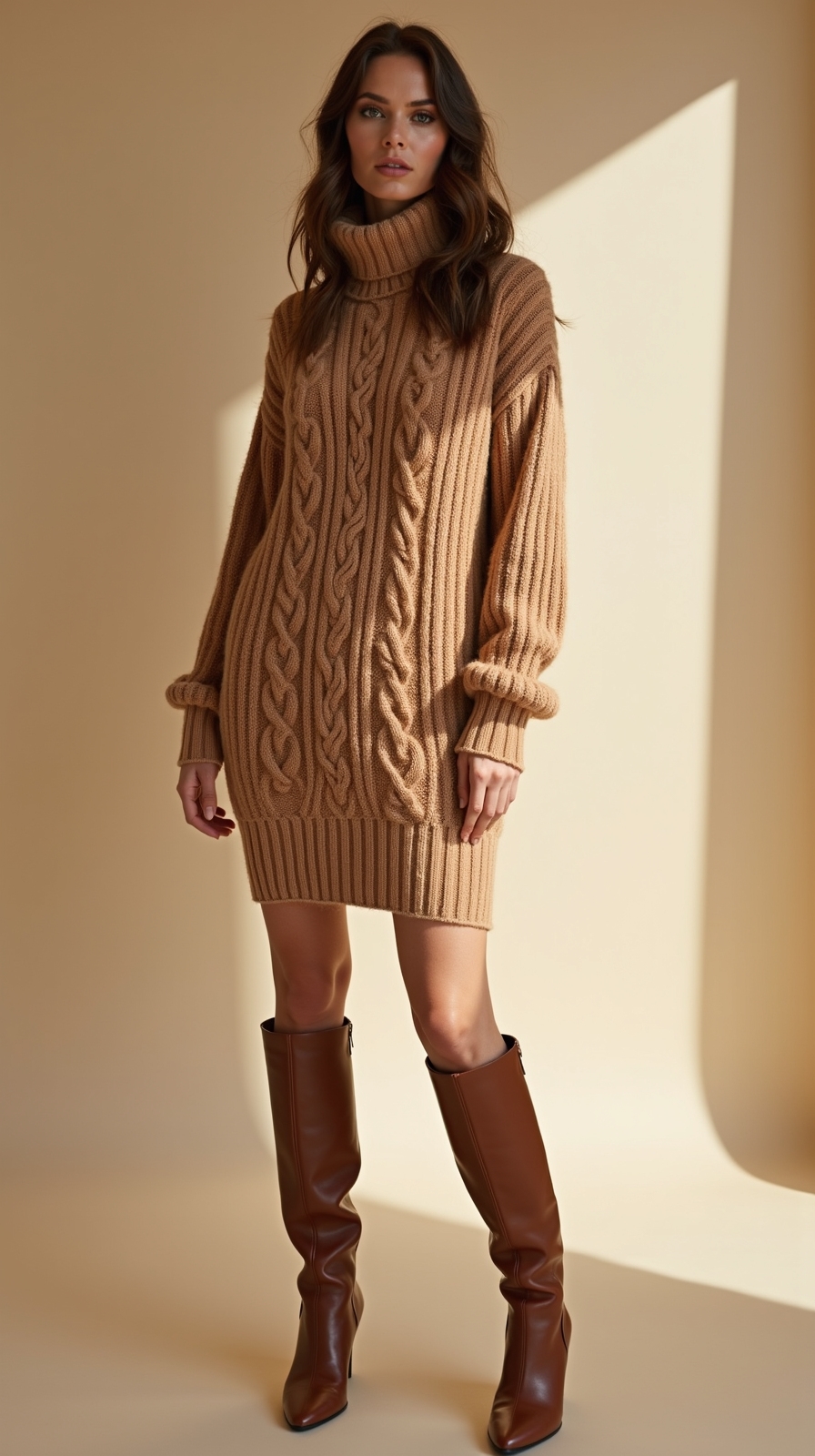 cable knit sweater dress styling