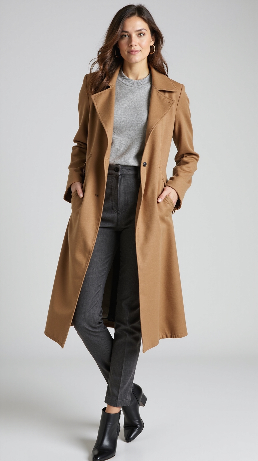 cashmere crew trench coat