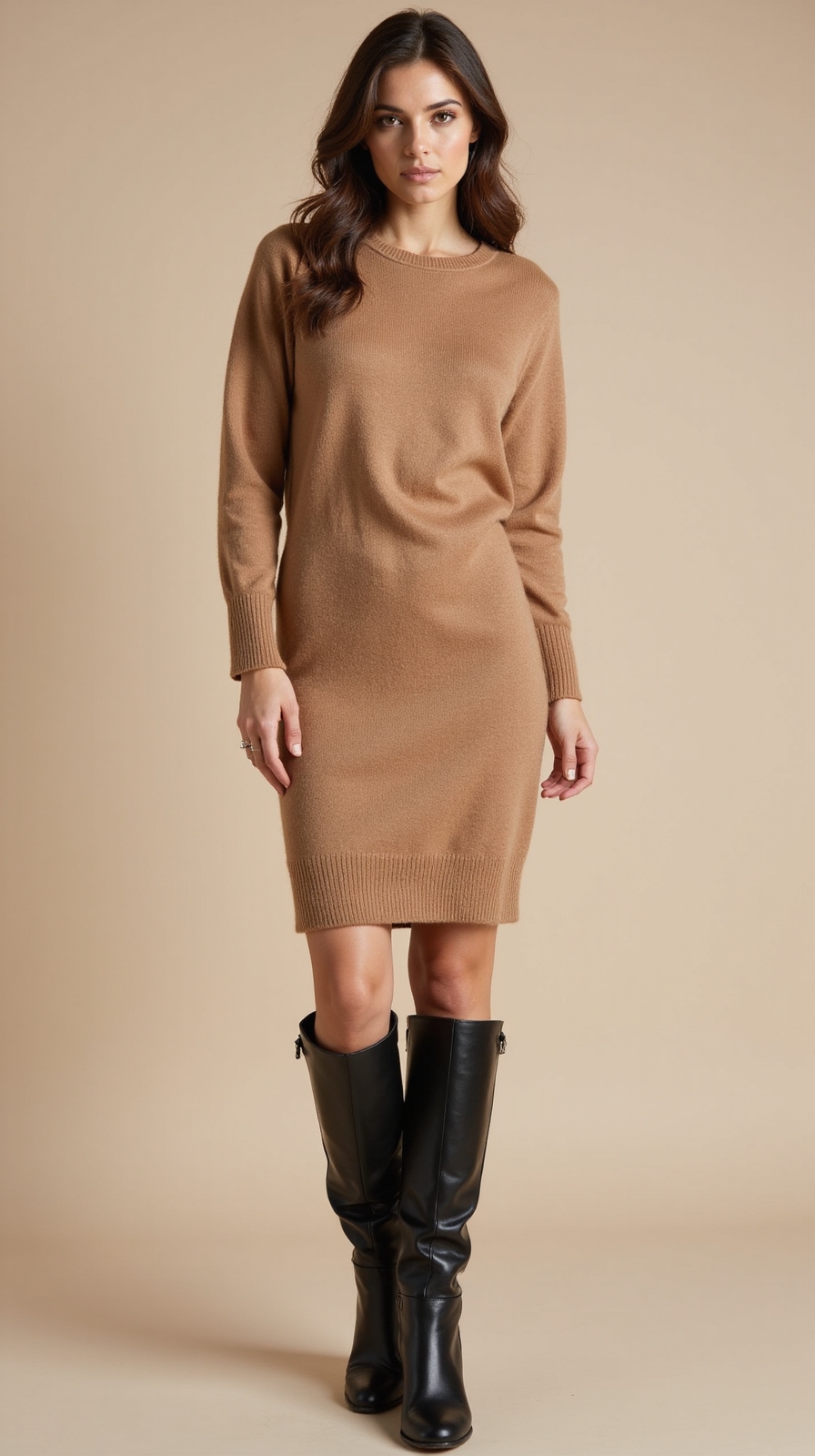 cashmere midi with boots