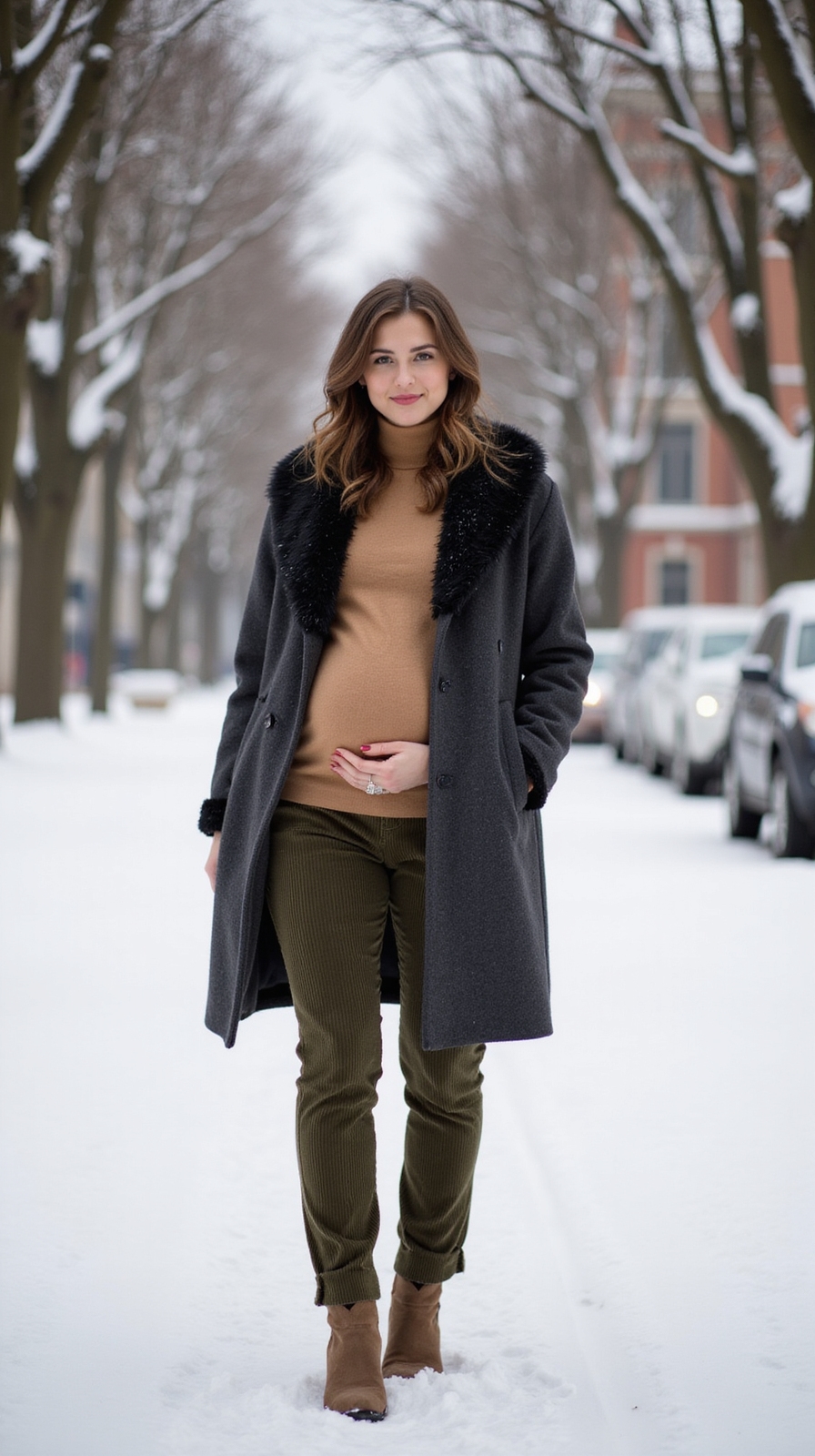 chic warm layered snowy essentials