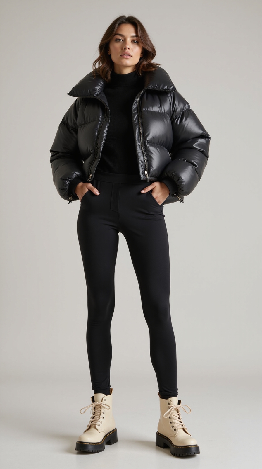 chunky boots oversized puffer
