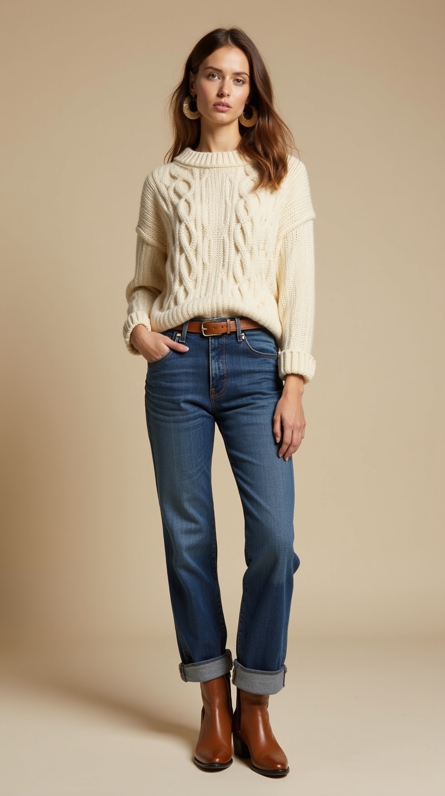 chunky knit jeans boots
