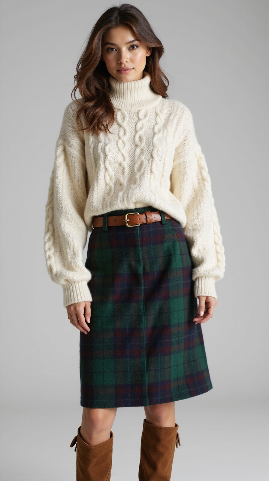 chunky knit meets plaid