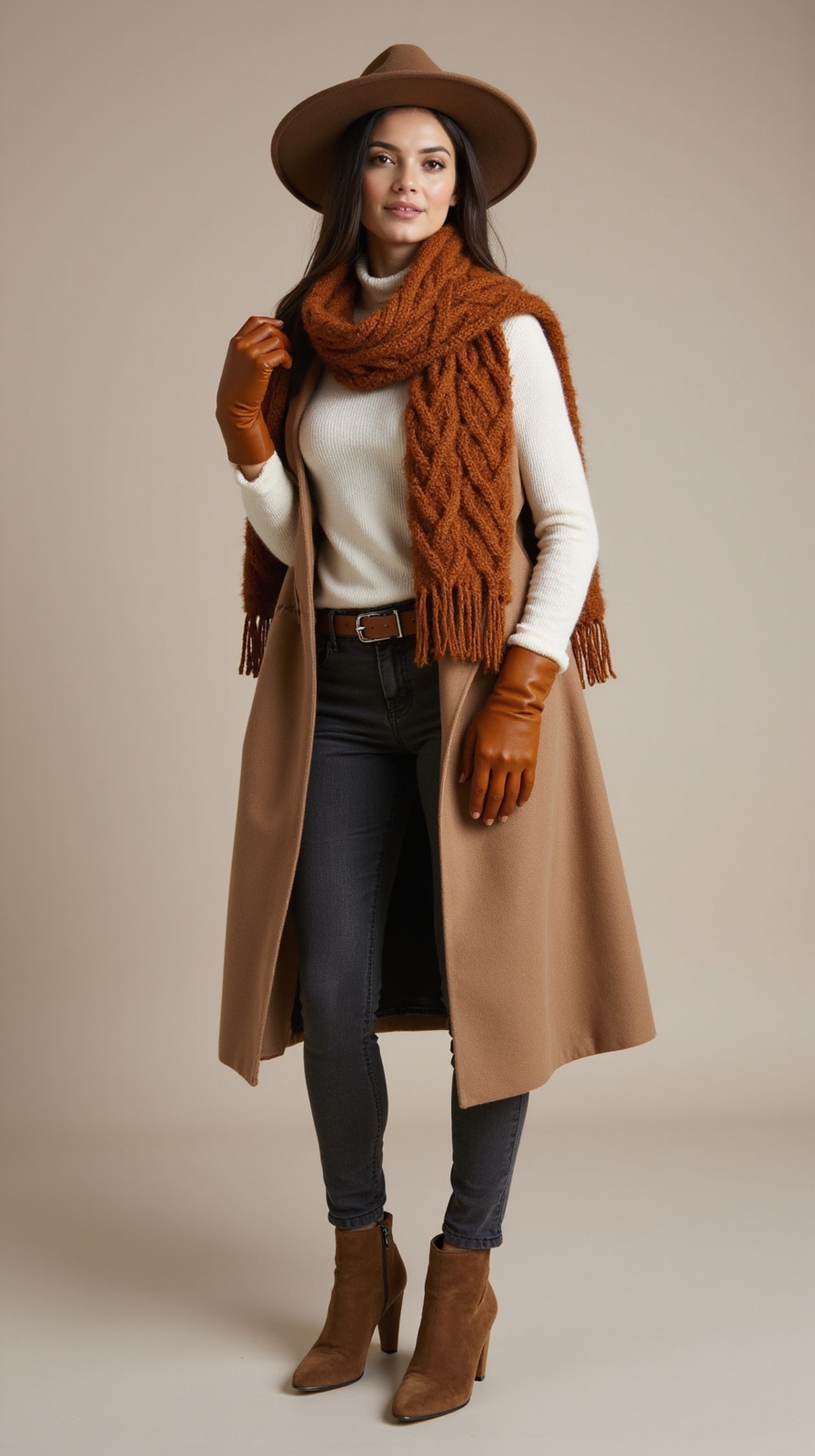 chunky knit scarf focus