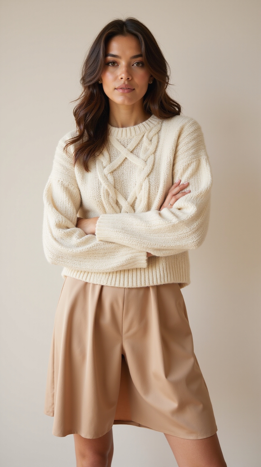 chunky sweater over slip