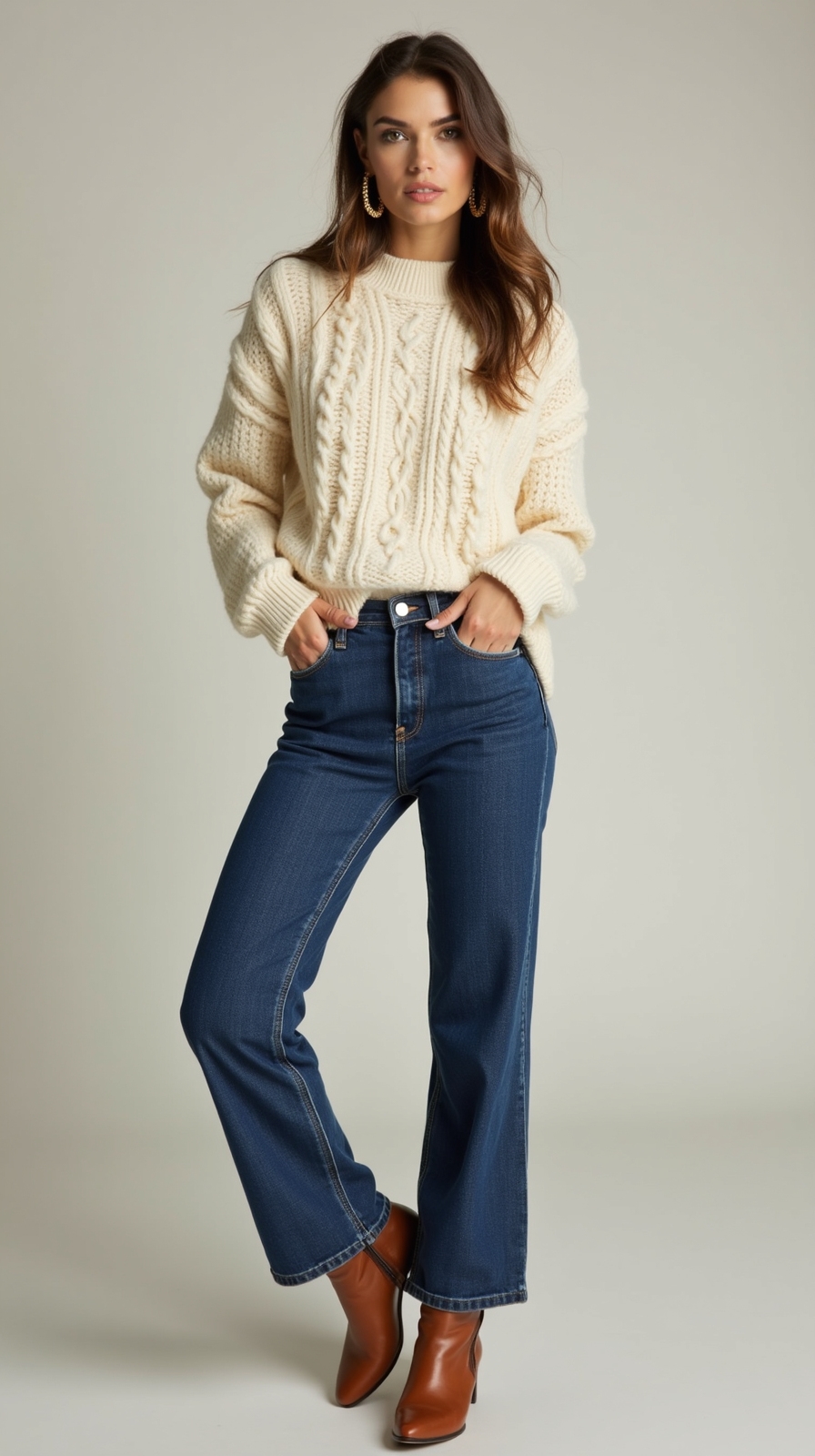 chunky sweater straight jeans
