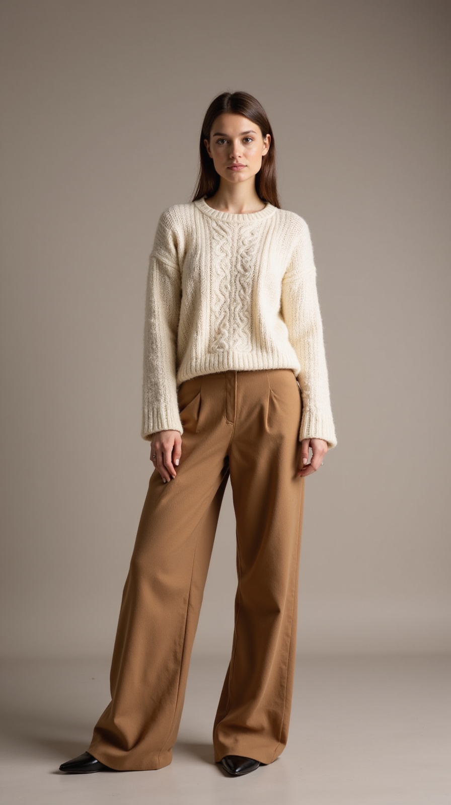 chunky sweater tailored wide leg