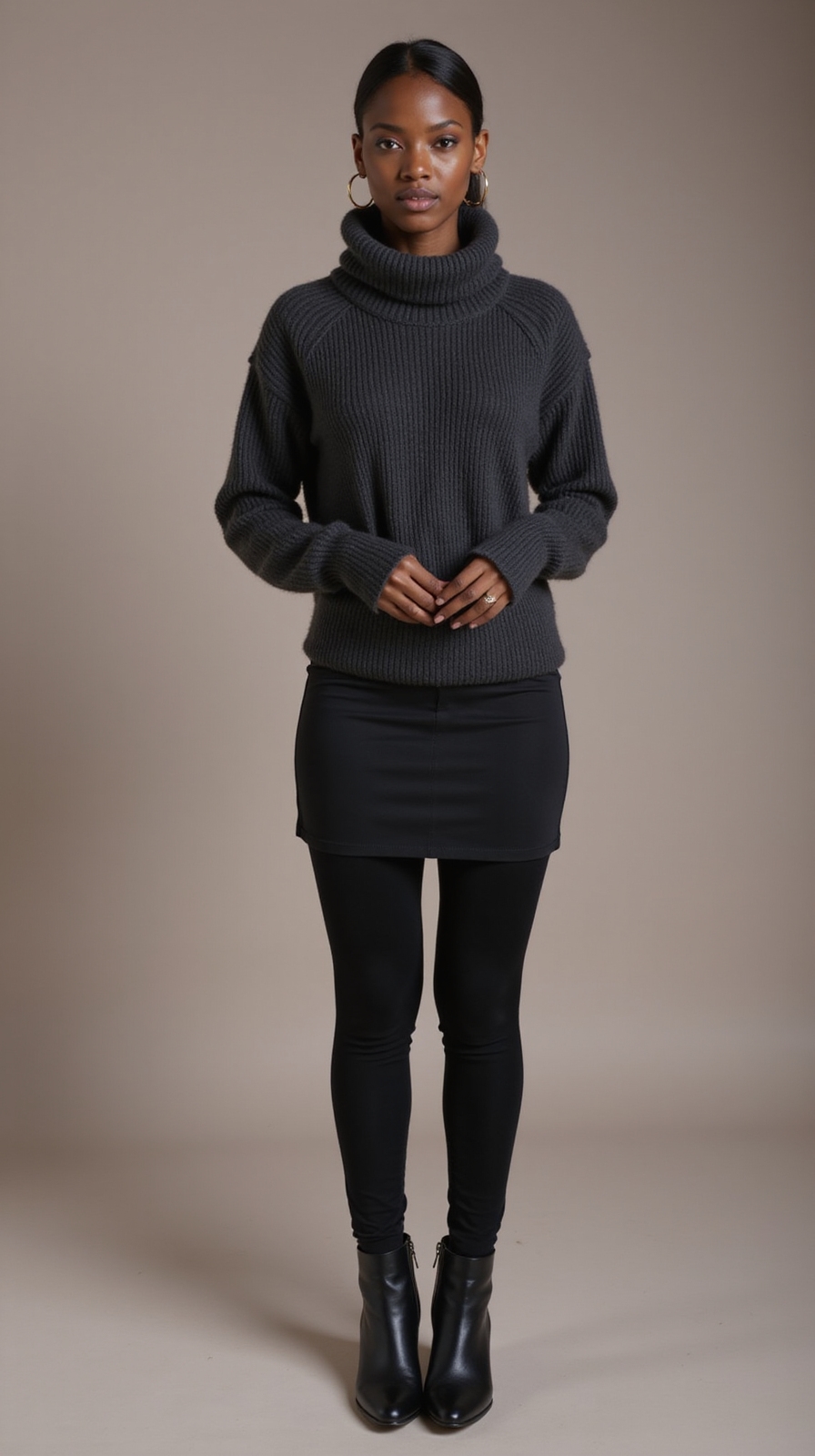 chunky turtleneck dress ensemble