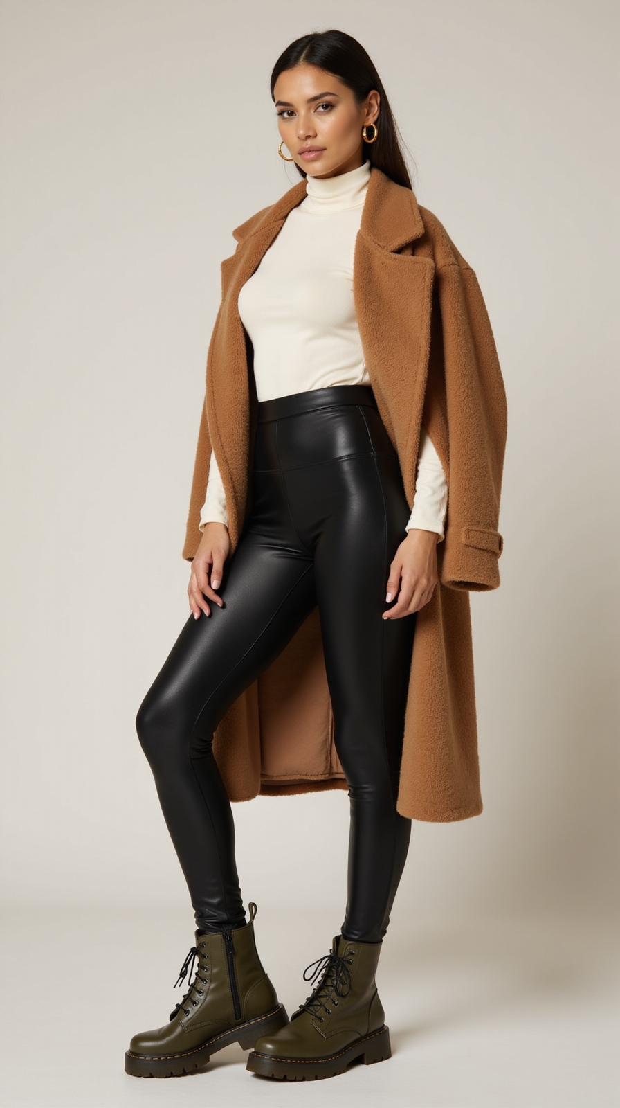 cozy fleece leggings combat boots