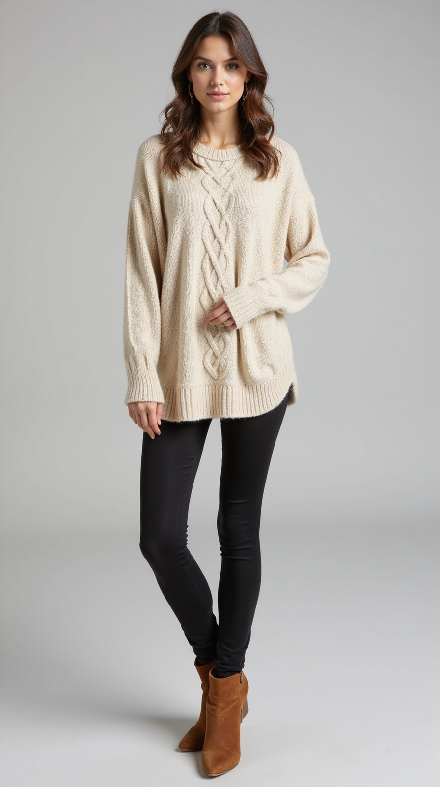 cozy fleece lined oversized sweater