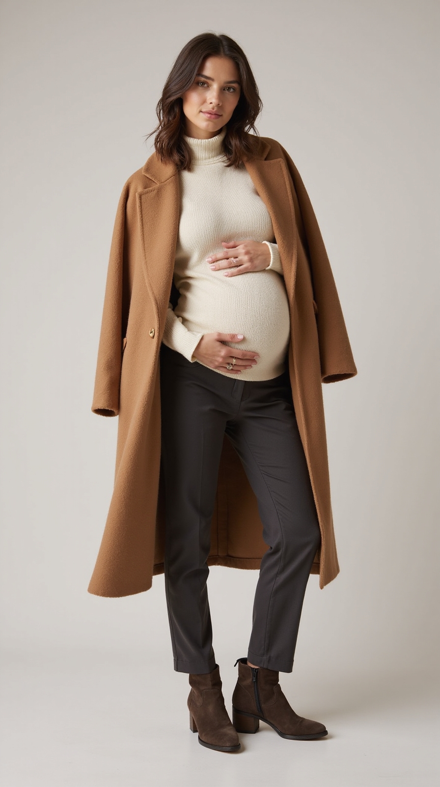 cozy layered maternity winter outfits