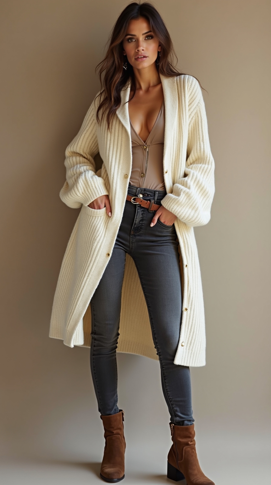 cozy oversized cardigan with skinny jeans