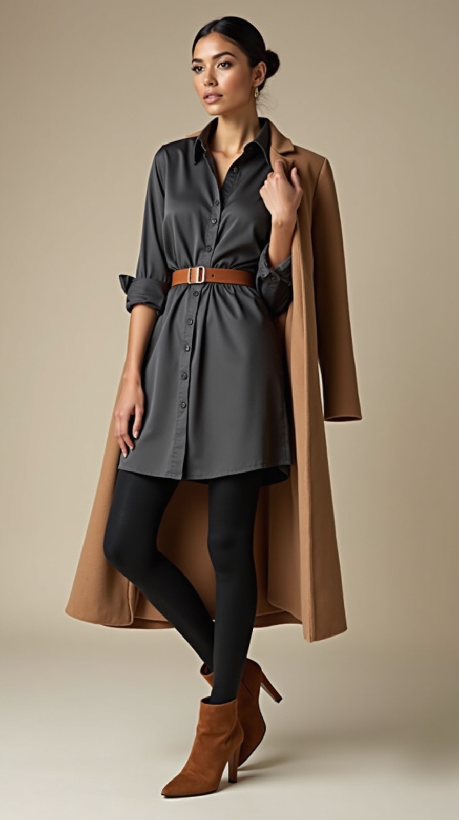 crisp shirt dress layering