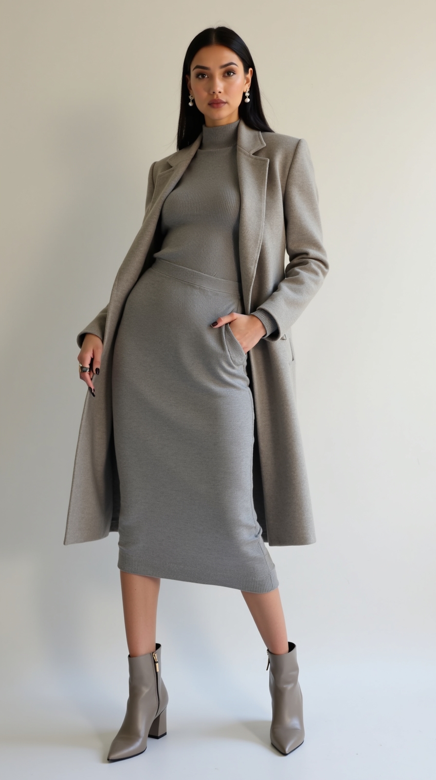 finely ribbed monochrome knitwear