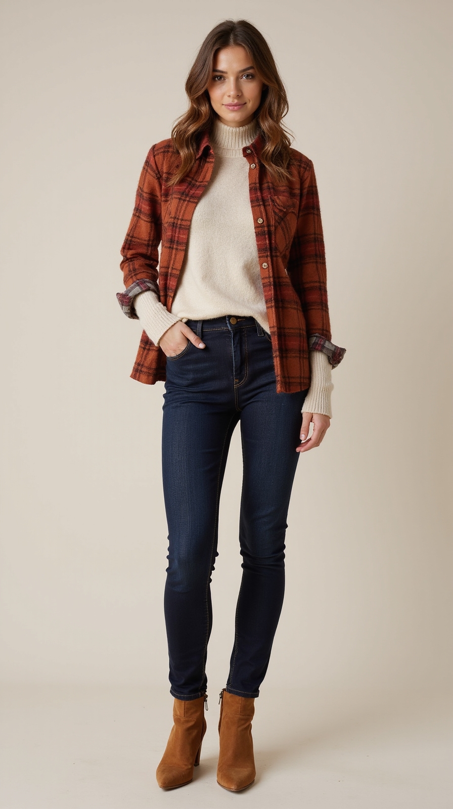 flannel shirt under sweater