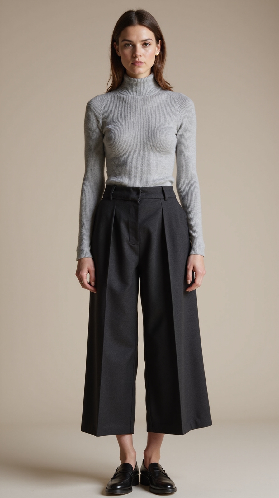 high neck merino tailored culottes