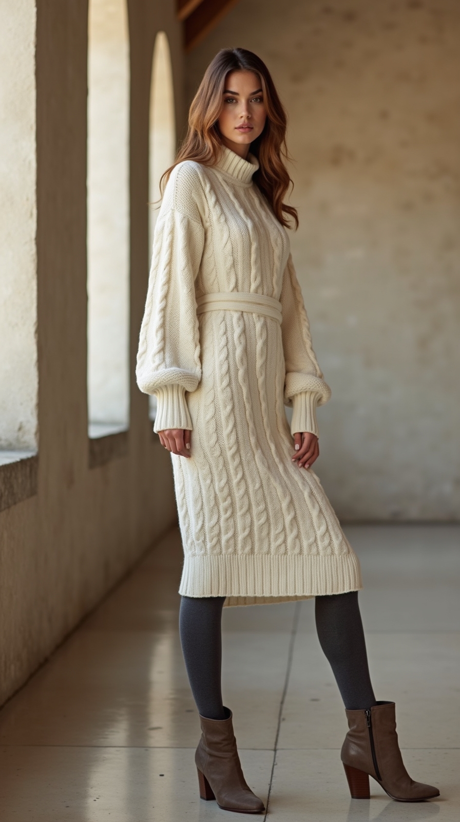 knit dress with tights