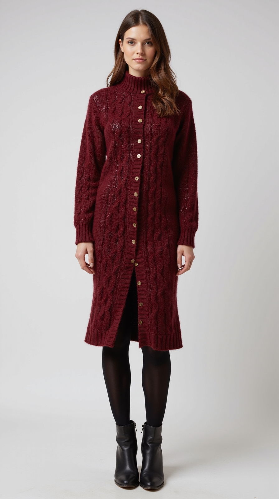 knit midi dress with tights