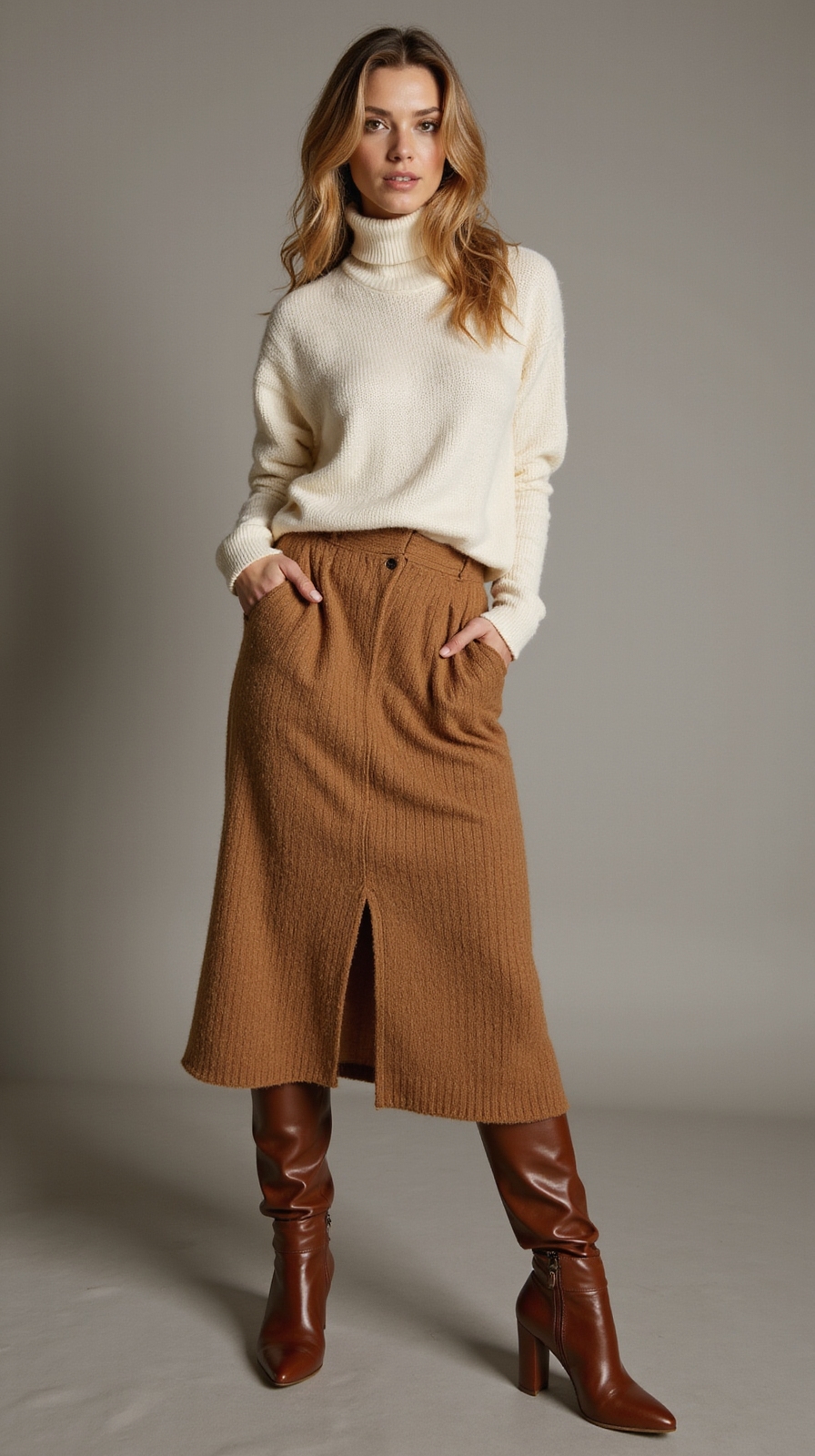 knit midi with boots