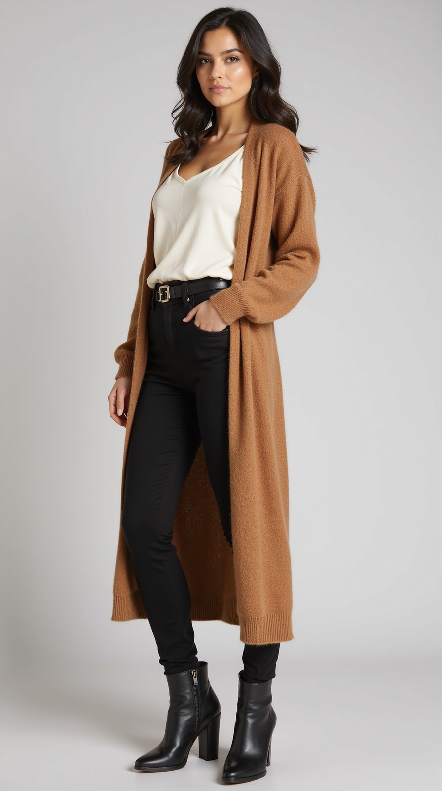 leggings longline cardigan ankle boots
