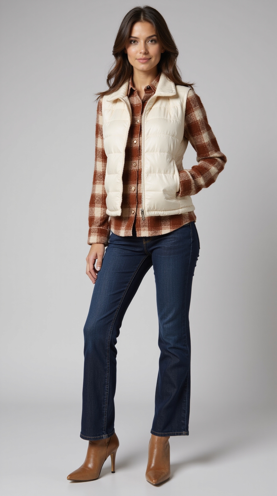 lightweight puffer muted plaid