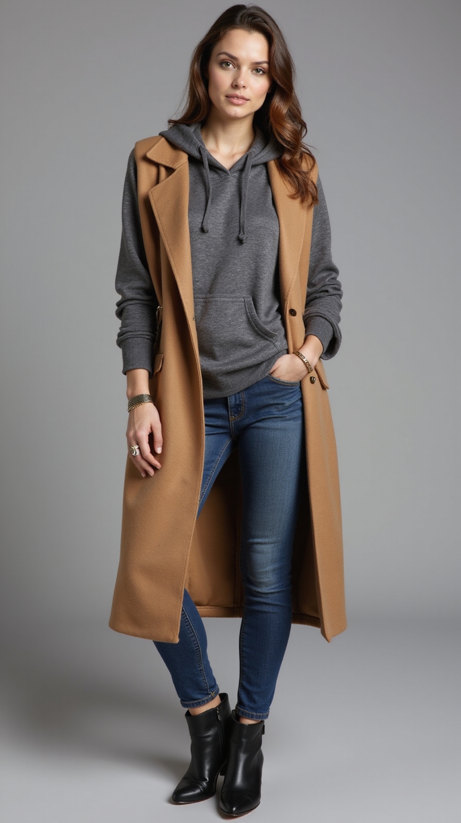 longline vest over hoodie