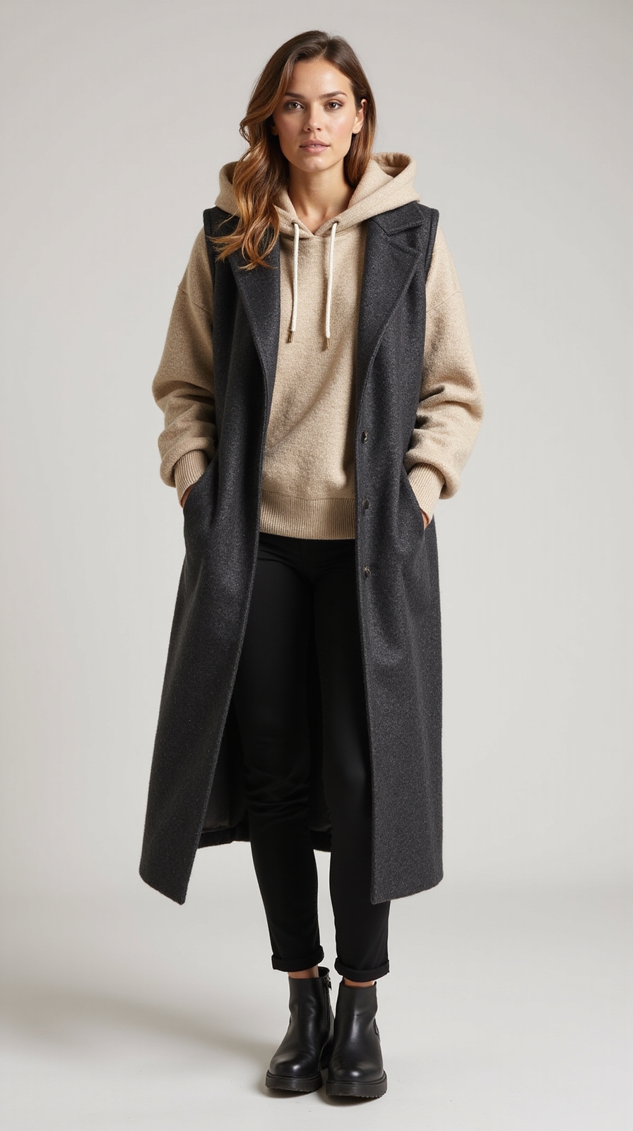 longline vest with hoodie