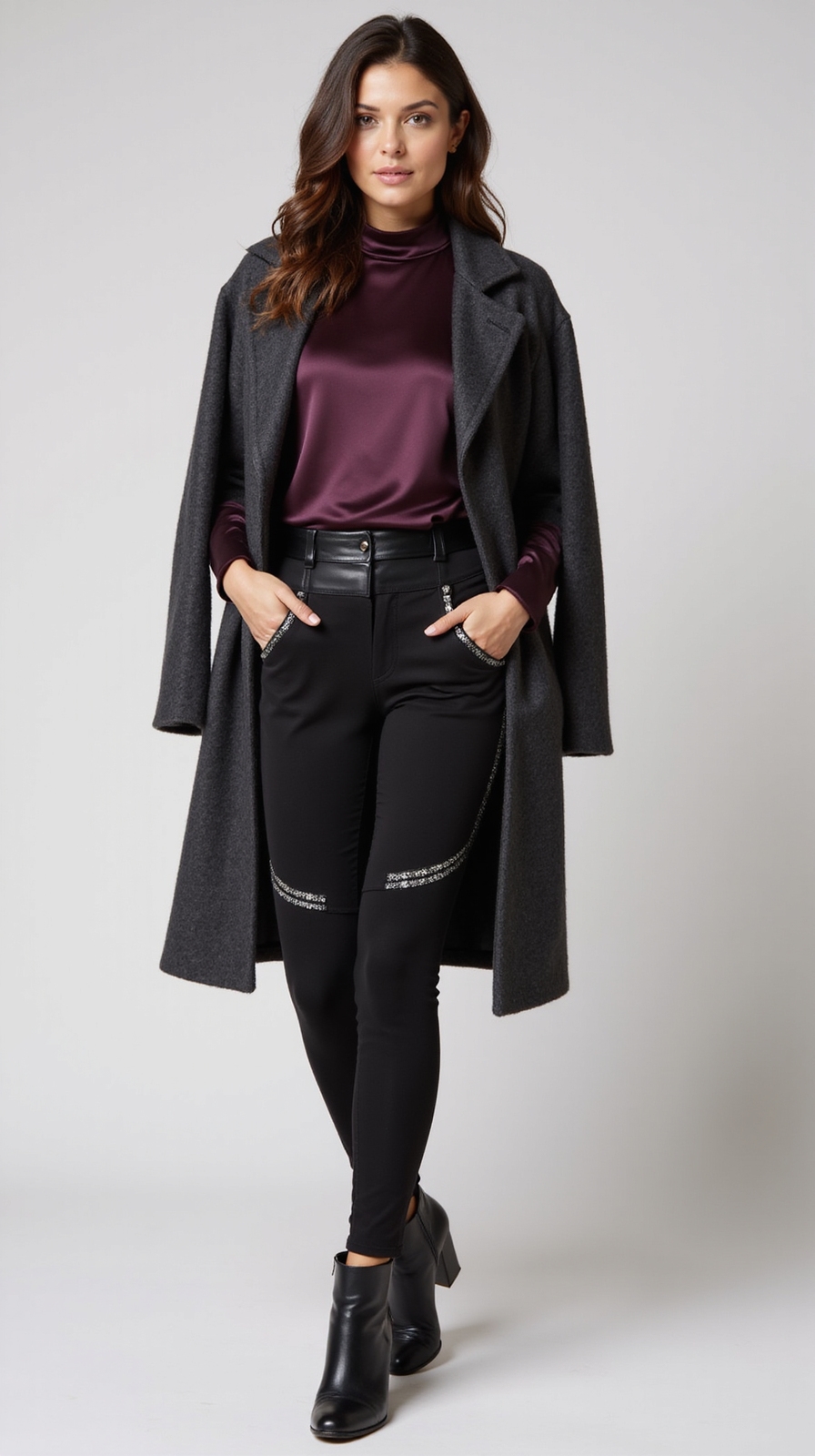 metallic leggings layered luxe accessories